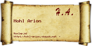 Hohl Arion névjegykártya